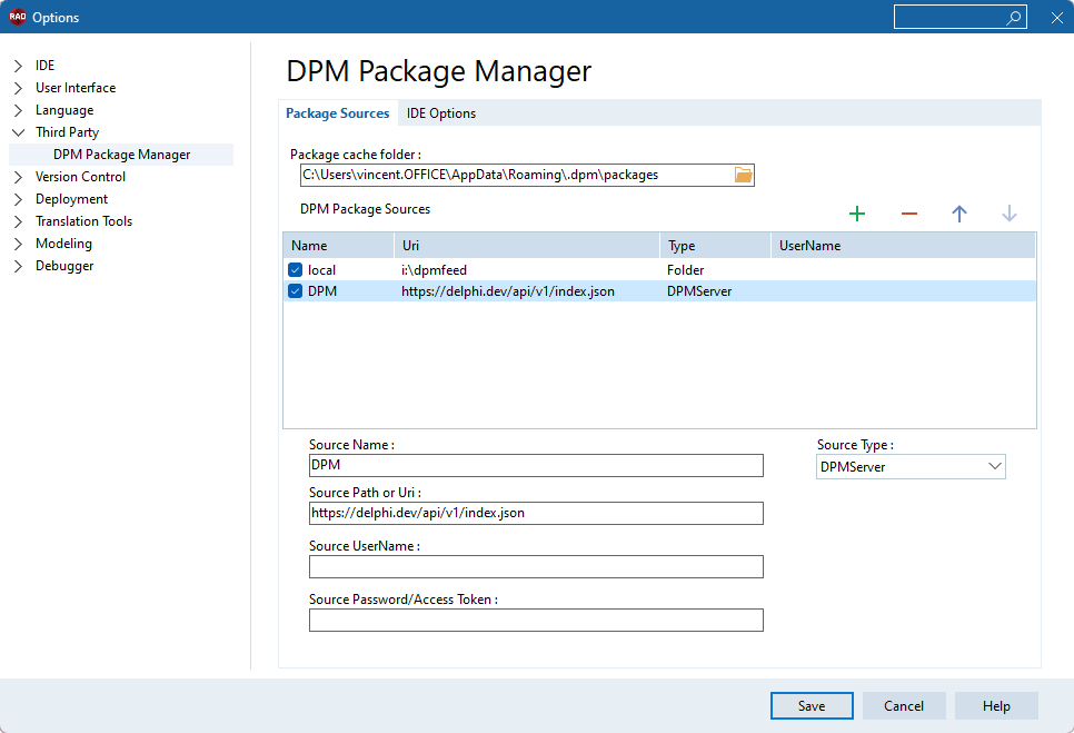 DPM IDE Options